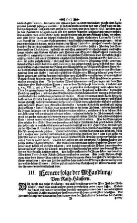 III. Fernere folge der Abhandlung / Von Rath-Häussern.