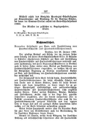 Neuroder Lehrkurse zur Aus- und Fortbildung von Hauswirtschafts- und Handarbeitslehrerinnen : [Nichtamtliches]