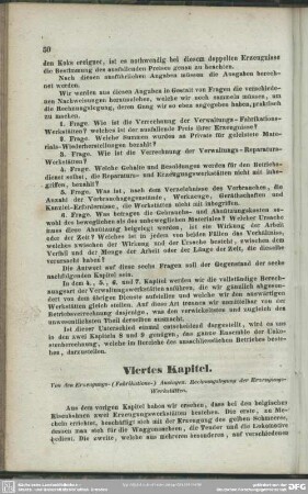 Viertes Kapitel. Von den Erzeugungs-(Fabrikations-)Auslagen. Rechnungslegung der Erzeugungs-Werkstätten