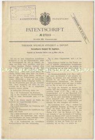 Patentschrift eines verstellbaren Kummeten für Zugtiere, Patent-Nr. 27210