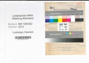 Entnazifizierung Heinrich Lorentzen, geb. 13.12.1907 (Angest.)