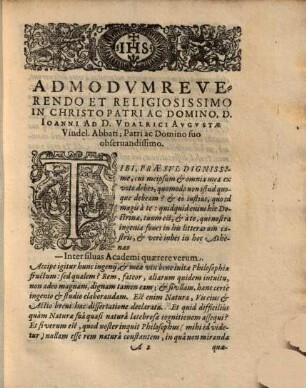 Theses Physicae, De Corpore Natvrali Simpliciter Accepto