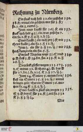 Rechnung zu Nürnberg (Nr. 130-145)