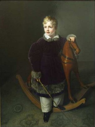 Knabenbildnis Prinz Albert von Sachsen mit Schaukelpferd