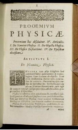 Prooemium Physicae.