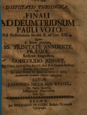 Disp. theol. de finali ad Deum triunum Pauli voto