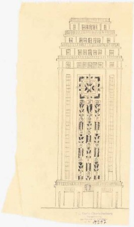 Verlagshaus des Scherl-Verlages, Berlin Turm: Ansicht Jerusalemer Straße, Variante der Fassaden-Ornamentierung