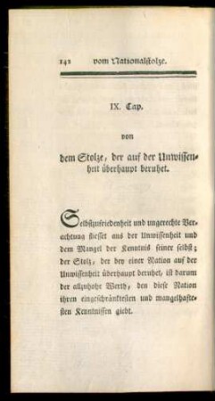 IX. Cap. von dem Stolze, der auf der Unwissenheit überhaupt beruhet