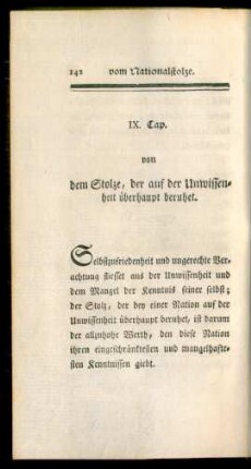 IX. Cap. von dem Stolze, der auf der Unwissenheit überhaupt beruhet