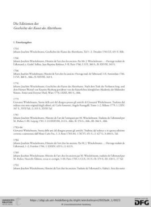Die Editionen der Geschichte der Kunst des Alterthums