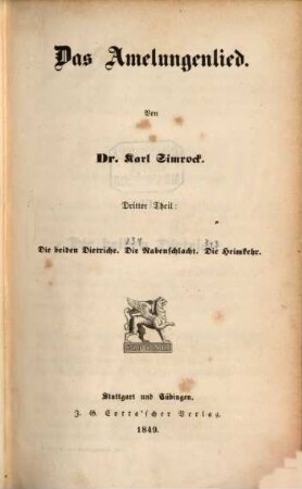 Das Heldenbuch, 6.. Das Amelungenlied, 3. Th.