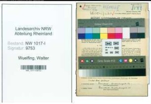 Entnazifizierung Walter Wuelfing , geb. 19.05.1901 (Betriebsingenieur)