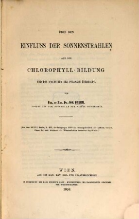 Separatabdrücke aus den Sitzungsberichten der K. Akad. d. Wiss. in Wien-math.-raturw. Classe, 2