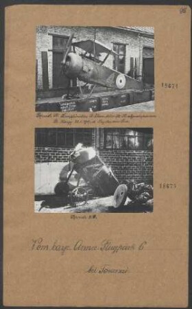 "Sopwith"-Doppeldecker, Kampfeinsitzer, "Le Rhône"-Motor 120 PS, abgeschossen von Leutnant HAUGG nördlich Noyelles-sous Lens