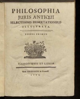Tomus 1: Philosophia iuris antiqui
