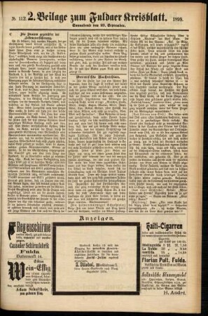 Dritte Ausgabe vom Samstag, den 23. September 1899.