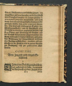 Caput XXXII. Vom Zeugniß zum ewigen Gedächtniß