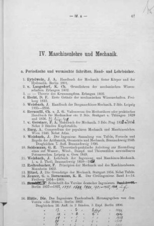 IV. Maschinenlehre und Mechanik
