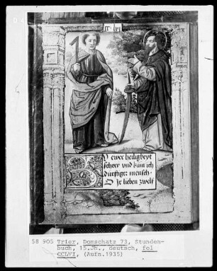 Stundenbuch: Der heilige Thomas (?) und ein weiterer Heiliger
