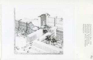 Sanierung Schöneberg, Berlin-Schöneberg (Diplomarbeit bei Kurt Dübbers): Perspektivische Ansicht (Vogelschau)