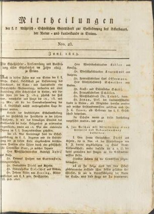 Mittheilungen. Nro. 23. Juni 1823.