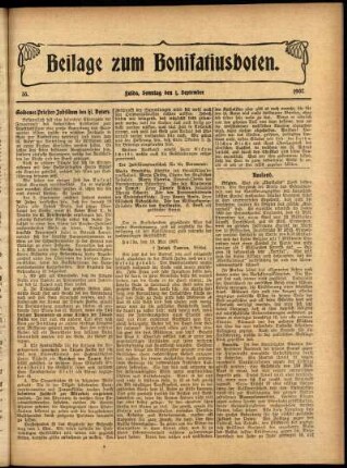 Zweite Ausgabe vom Sonntag, den 01. September 1907.