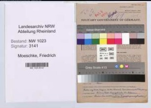 Entnazifizierung Friedrich Moeschke , geb. 24.05.1906 (Referent)