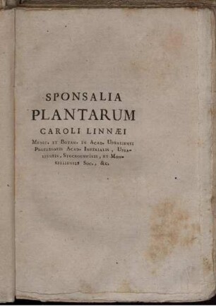 Sponsalia Plantarum