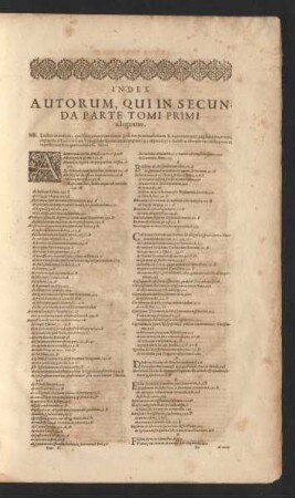Index Autorum, Qui In Secunda Parte Tomi Primi allegantur