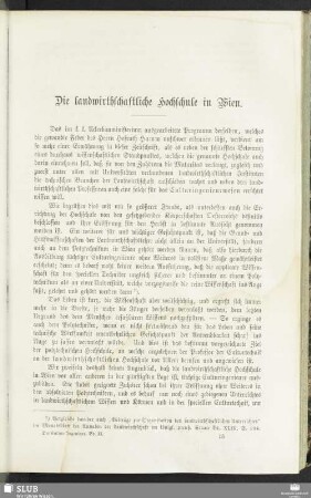 Die landwirthschaftliche Hochschule in Wien