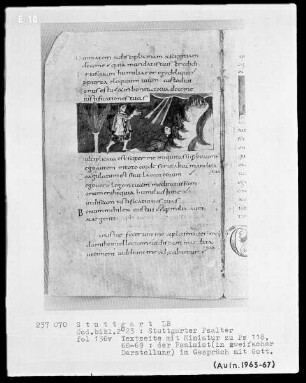 Der Stuttgarter Bibelpsalter — David betet zu den Himmelsstrahlen, Folio 136verso