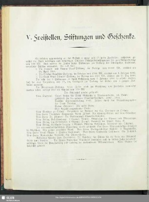 V. Freistellen, Stiftungen und Geschenke