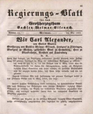 Nr. 15 : 14. Mai 1862