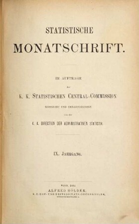 Statistische Monatschrift. 9, 9. 1883