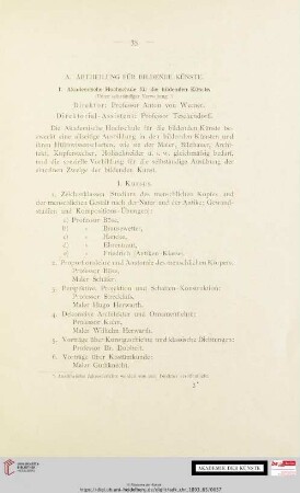 A. Abtheilung für bildende Künste