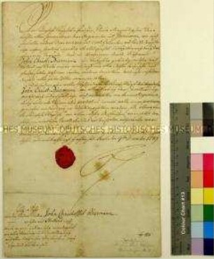 Schutzbrief von Friedrich II. König in Preußen für den Zuckersieder John Christoffel Biermann für die Reise von Holland nach Berlin