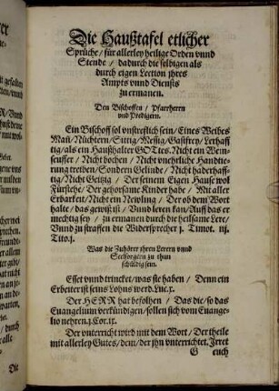 Die Haußtafel etlicher Sprüche