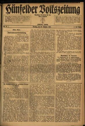 Erste Ausgabe vom Freitag, den 31. Oktober 1919.