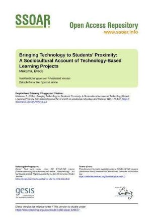 Bringing Technology to Students' Proximity: A Sociocultural Account of Technology-Based Learning Projects