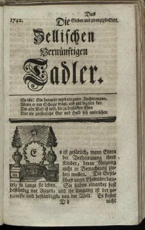 1742. Das Sieben und zwanzigste Stük.