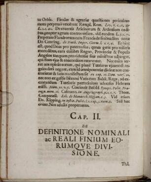 Cap. II. Definitione Nominali ac Reali Finium Eorumque Divisione.