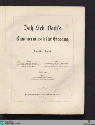 20,2 : Joh. Seb. Bach's Kammermusik für Gesang ; Bd. 2: Johann Sebastian Bach's Werke