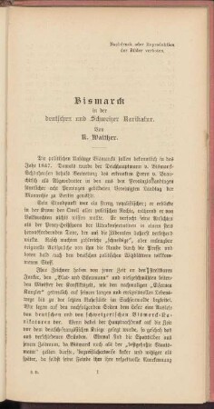 Bismarck in der deutschen und Schweizer Karikatur.