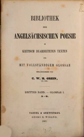 Sprachschatz der angelsächsischen Dichter, 1. A - G