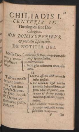 Chiliadis I. Centuria IV. Theologica sive Decalogica. De Bonis Operibus, et peccatis I. praecepti.