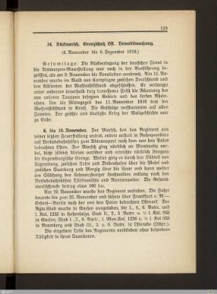 34. Rückmarsch. Grenzschutz Ost. Demobilmachung