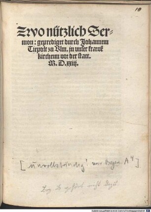 Zwo nützlich Sermon