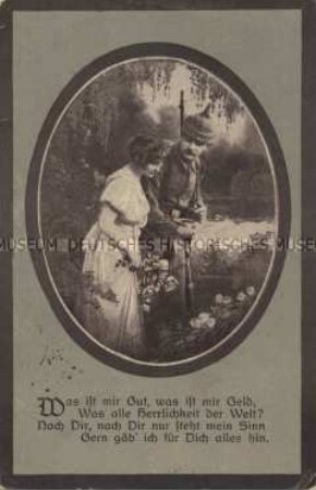 Soldat mit Mädchen, mit Vers