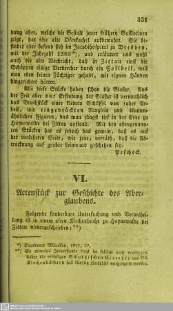Actenstück zur Geschichte des Aberglaubens