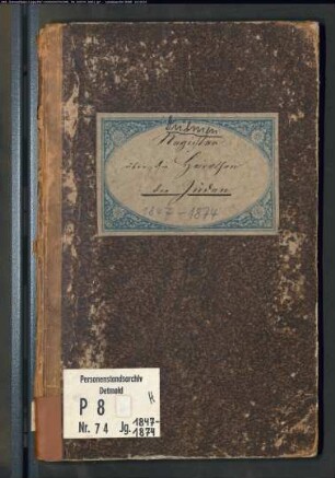 Zivilstandsregister der Juden der Gerichtskommission Dülmen mit Haltern (H 1847-1874) (Gemeinde: Dülmen, Kreis Coesfeld)